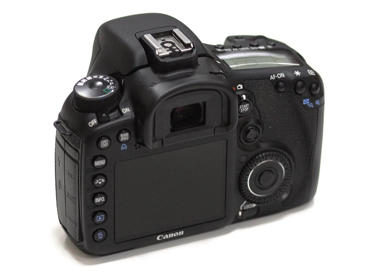 Canon EOS 7D rear controls with the AF-ON button visible above the thumb grip
