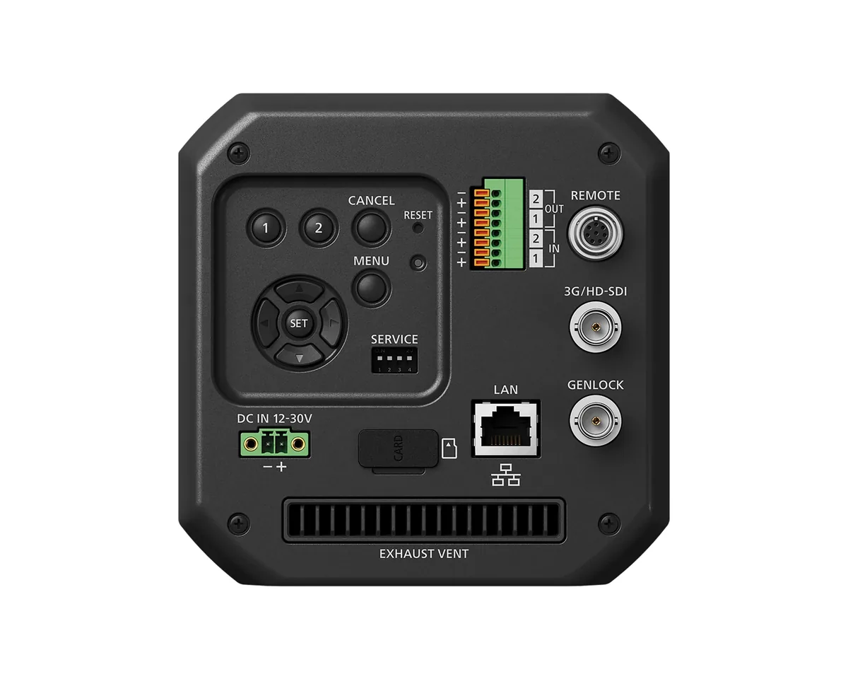 Rear panel, video connections and network port of the Canon MS-510