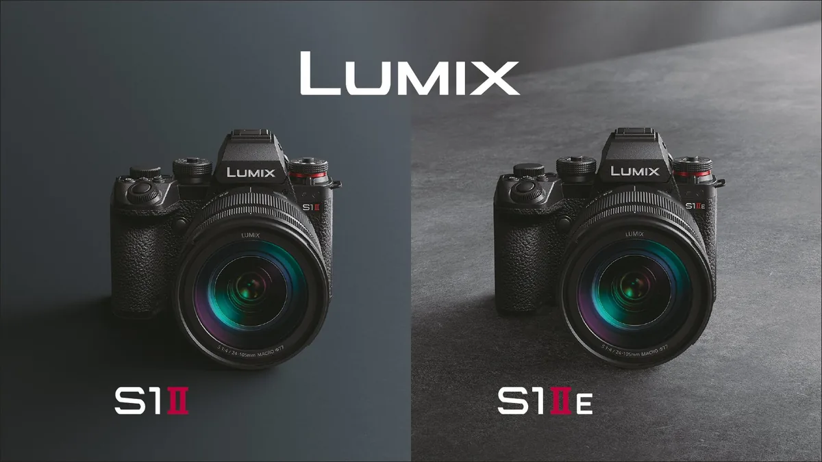 Panasonic LUMIX S1II and S1IIE cameras pictured side by side.