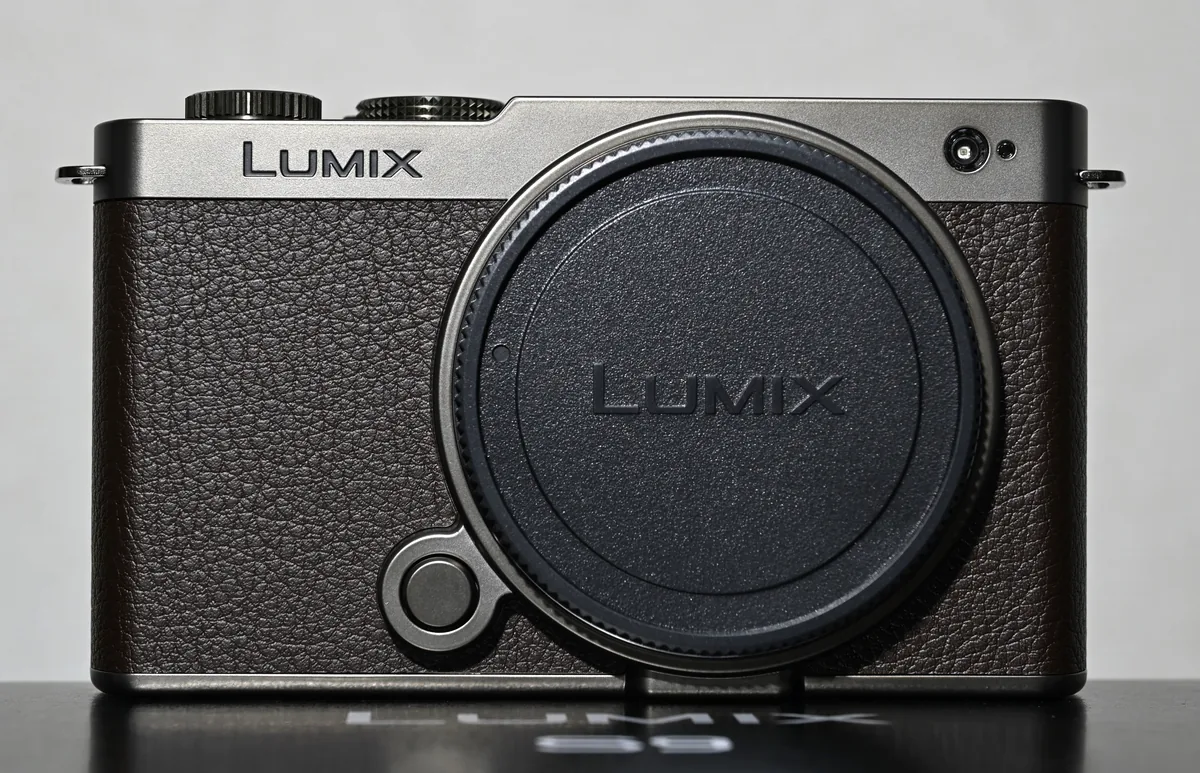 Titanium Gold Panasonic LUMIX S9 with its body cap fitted.