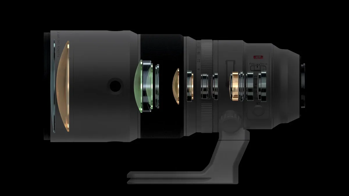 Official cutaway illustration showing the optical construction of the Fujinon XF400mmF4.5 lens