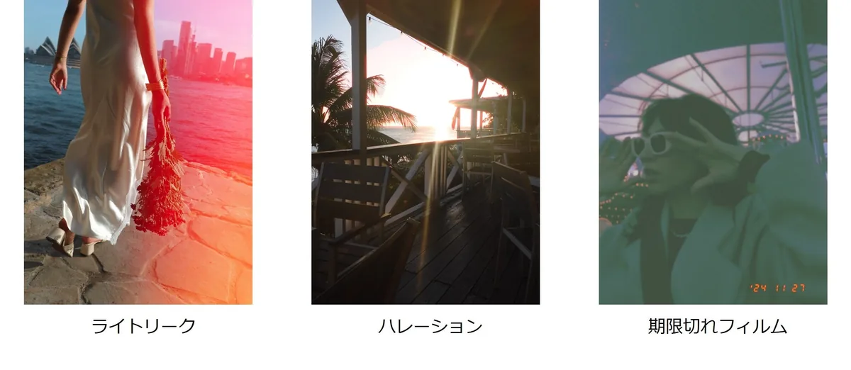 Fujifilm launch montage illustrating Light Leak, Halation and Expired Film effects.