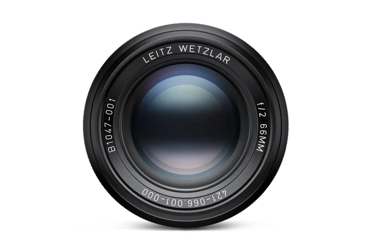 Front element and engraved serial number of Leica Summicron-M 66 f/2 number 001