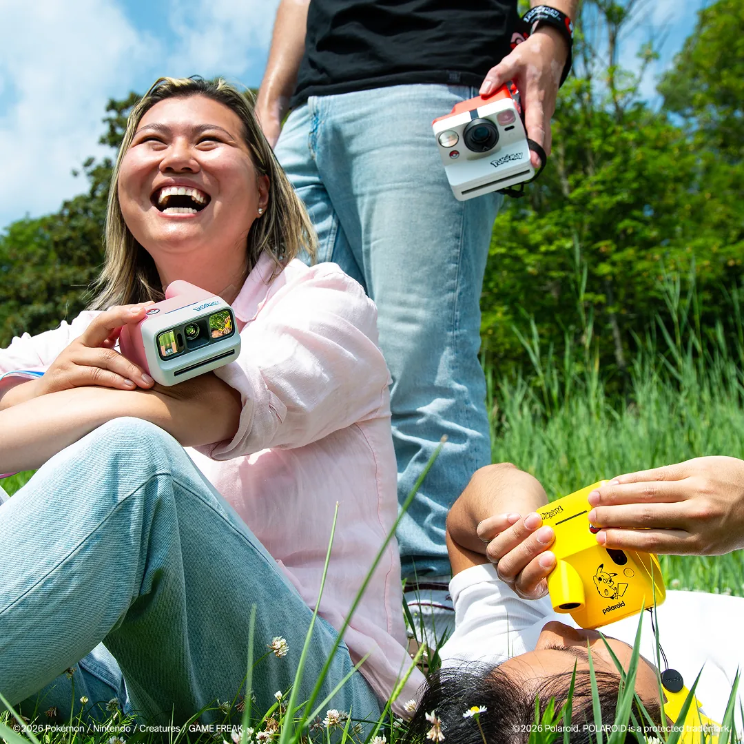 Official lifestyle photograph of the limited-edition Polaroid and Pokémon camera collection