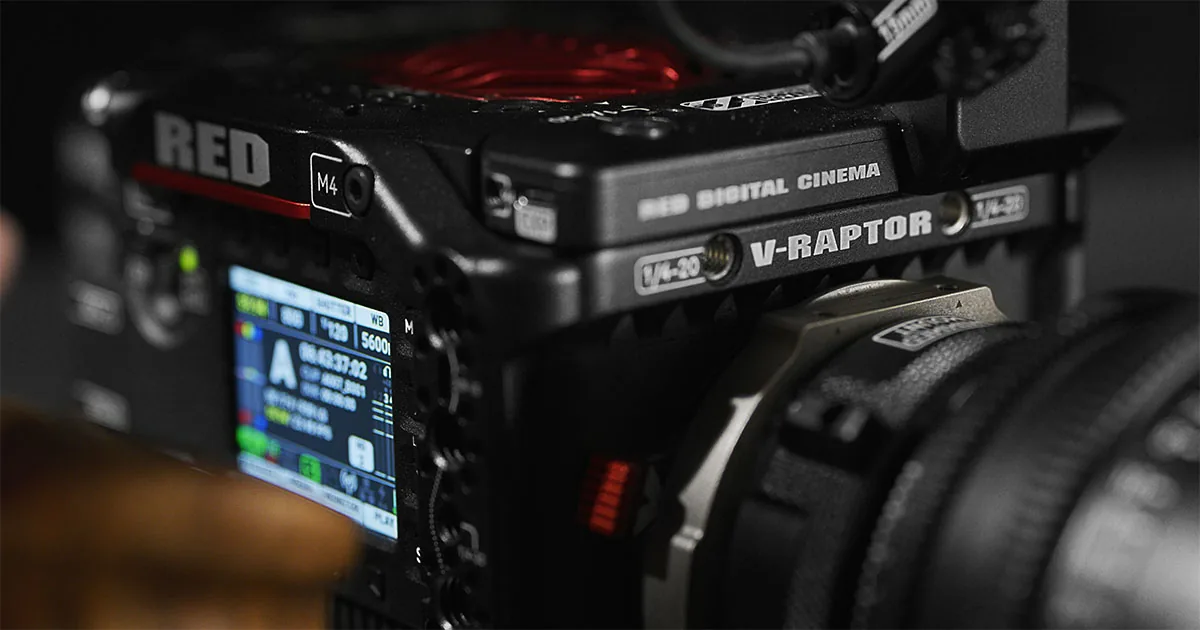 Official product photograph of the RED V-RAPTOR cinema camera