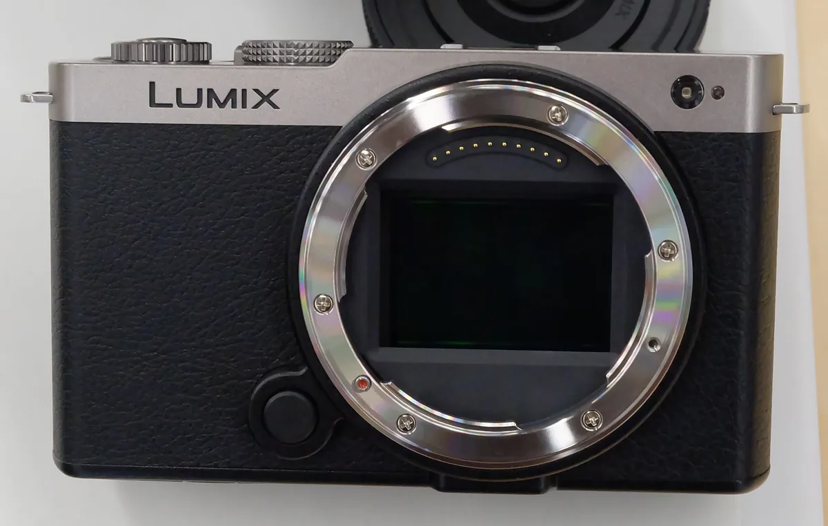 Front of Panasonic LUMIX S9 with lens removed showing the mount and sensor